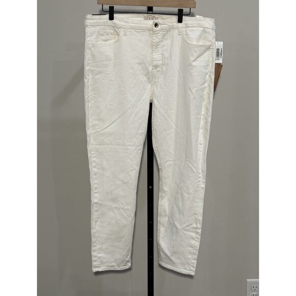 JEN7 by 7 For All Mankind Ankle Straight Jeans Size 16 White enhanceME Slimming - Picture 1 of 5
